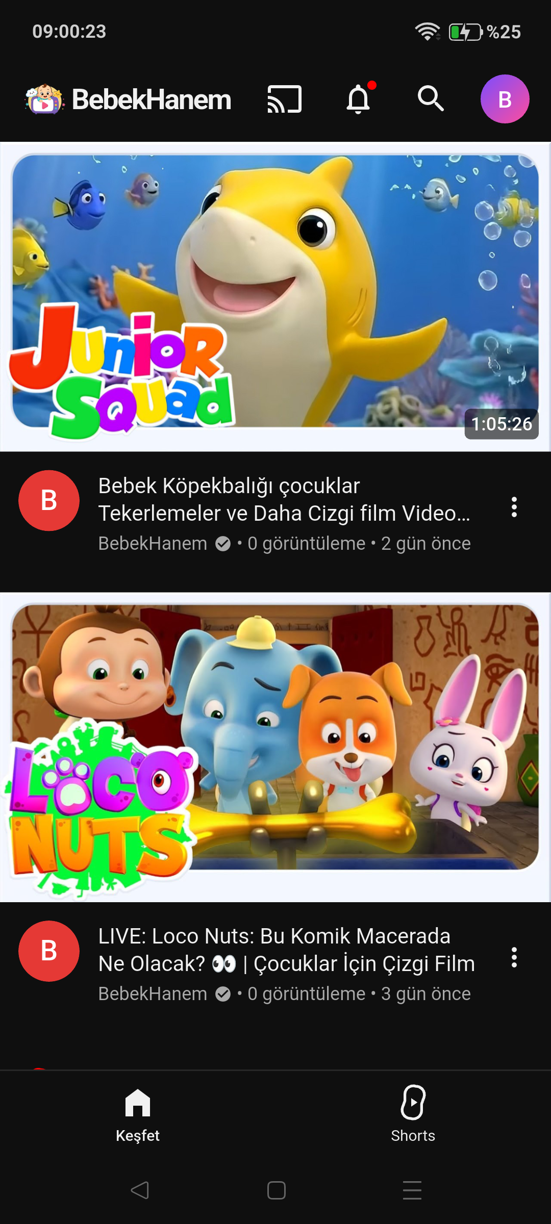 BebekHanem çocuk video akışı ekranı